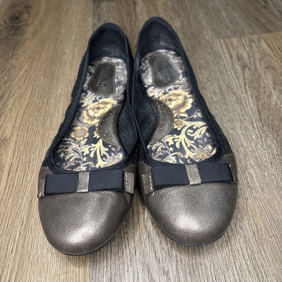 Born Womens Mardea Ballet Flat Size 9 Bronze Black Perf Suede Bow‎ Slip On Shoe - Picture 4 of 10